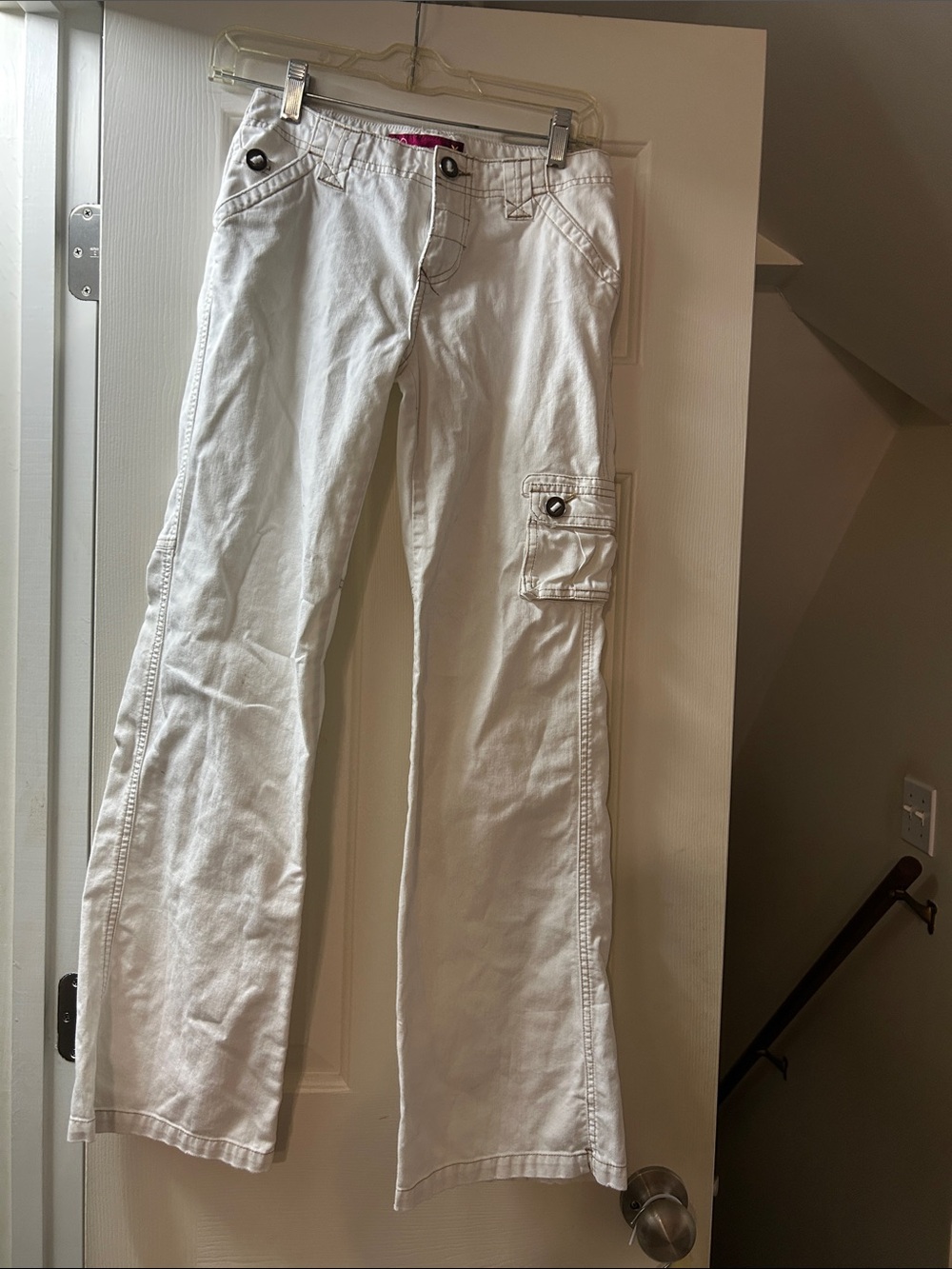 Cargo Wide-Leg Jeans for Women - White